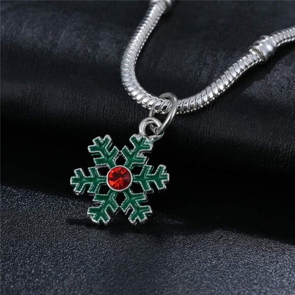 Snowflake Crystal Holiday Christmas Necklace - Picture 2 of 2